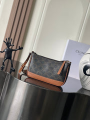 Celine Shoulder Bag In Triomphe Canvas And Calfskin