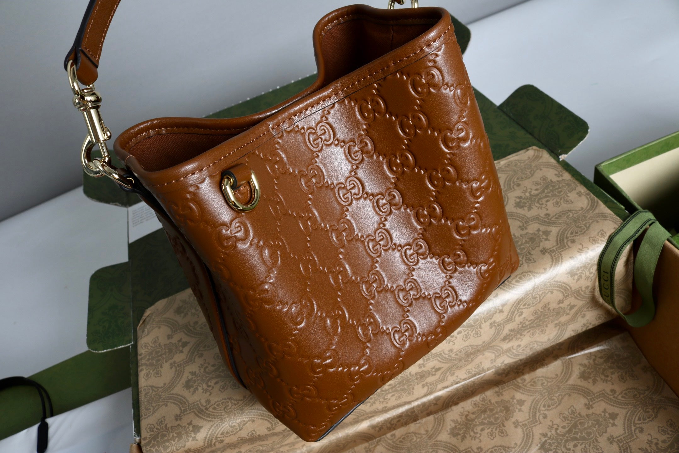 Gucci Emblem Small Bucket Bag