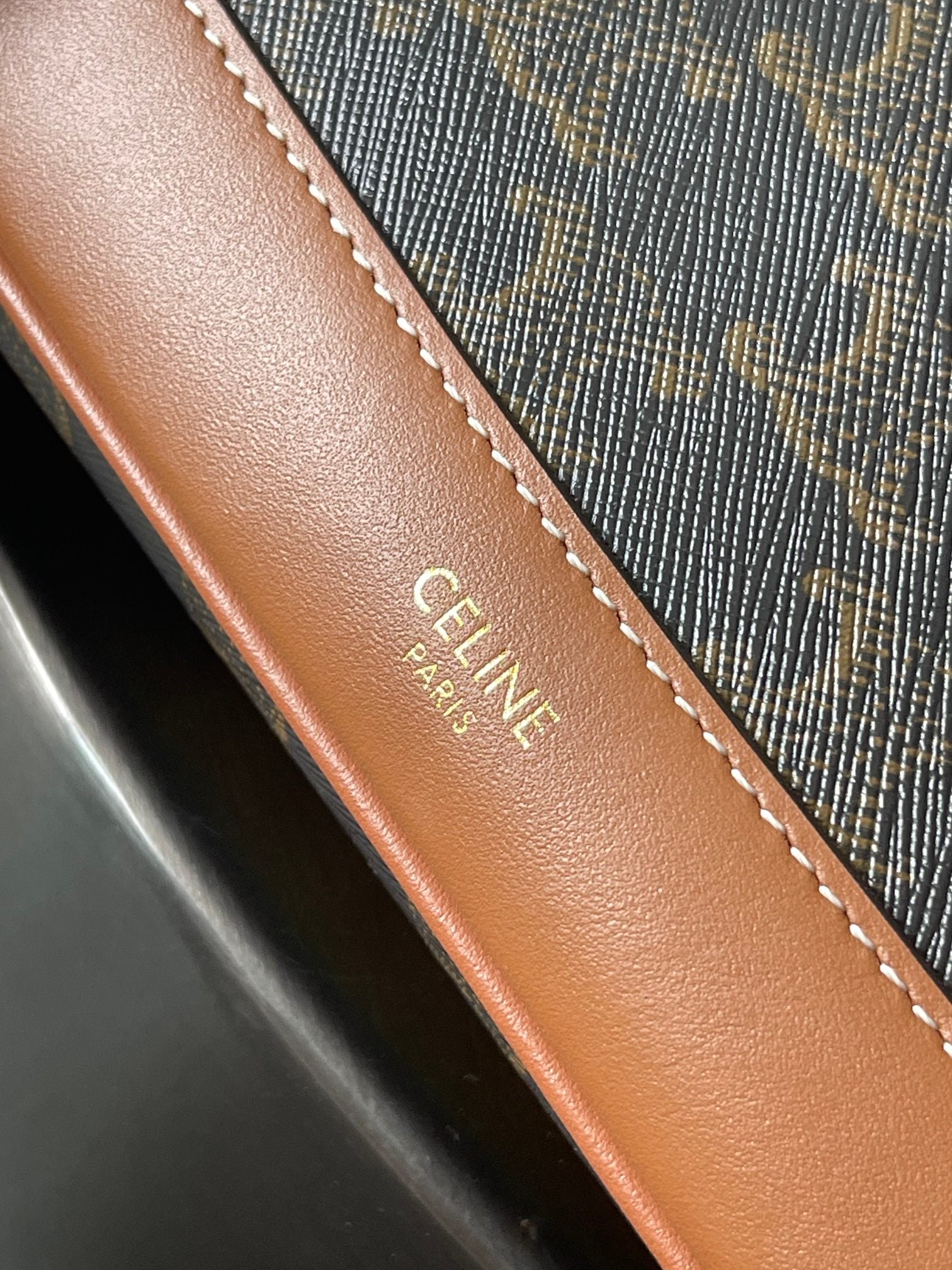 Celine Shoulder Bag In Triomphe Canvas And Calfskin